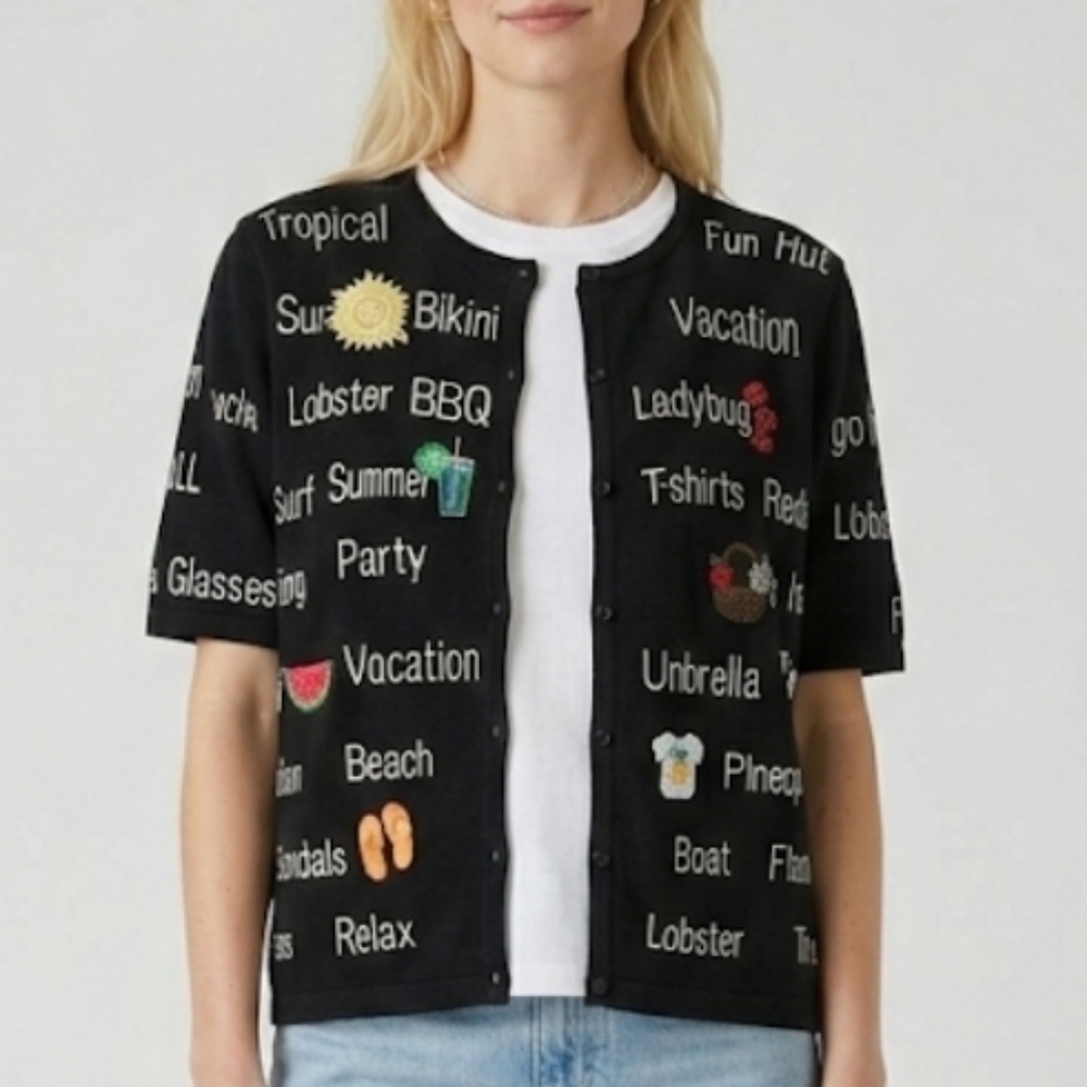 3D Cotton Knit Teacher Sweater Vacation Summer Size Large Tabi